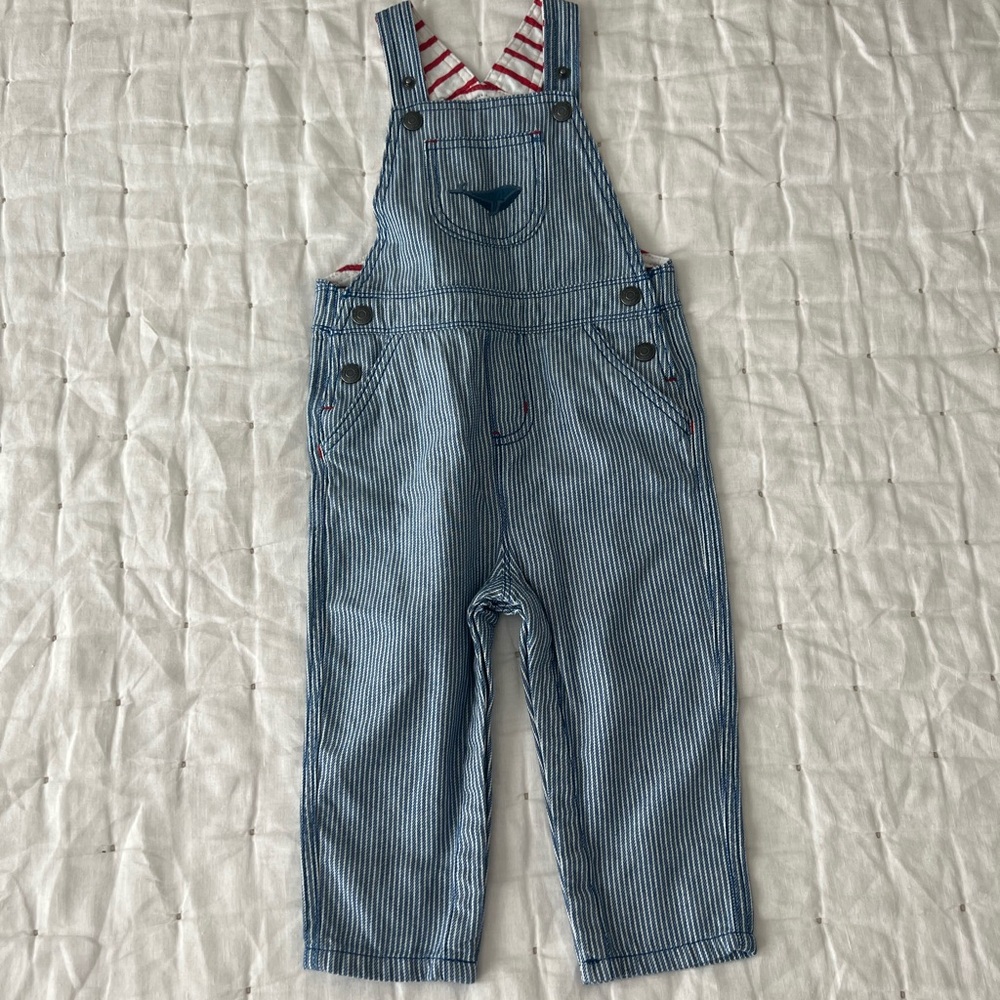 Baby Boden Striped Blue Kids Overalls